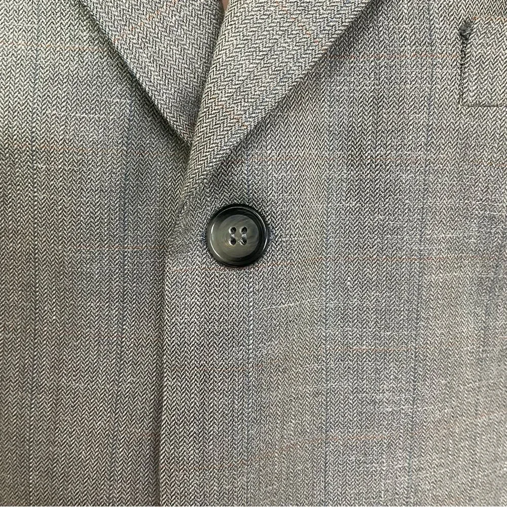 Yves Saint Laurent Vintage Gray Beige Wool 3 Button Front Blazer Coat Suit 54